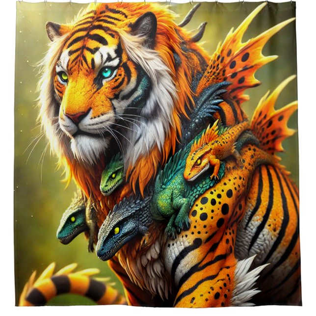 Tiger Lizard King Shower Curtain (Front)