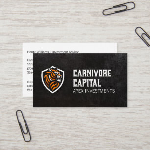 Tiger Logo   Sleek Black Texture Business Card