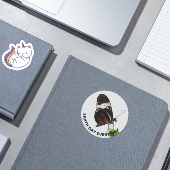 Tiger Longwing Butterfly Photo Earth Day Classic Round Sticker (In Situ Book)