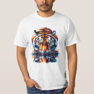 Tiger looking at Reflection in Water T-Shirt