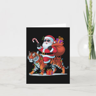 Tiger Lover Xmas Lighting Santa Riding Tiger Chris Card