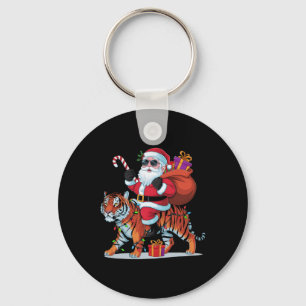 Tiger Lover Xmas Lighting Santa Riding Tiger Chris Key Ring