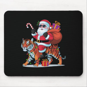 Tiger Lover Xmas Lighting Santa Riding Tiger Chris Mouse Pad