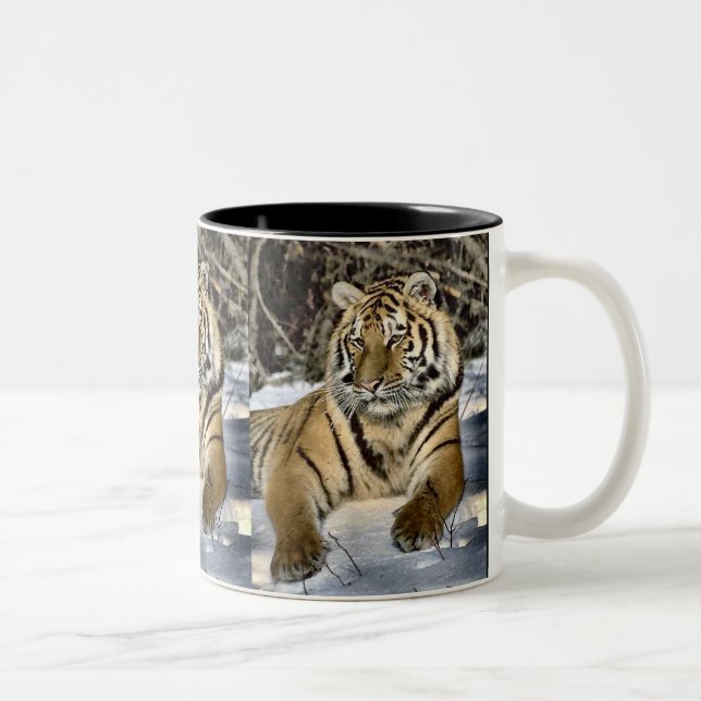 Tiger Lovers Art Gifts Two-Tone Coffee Mug (Right)
