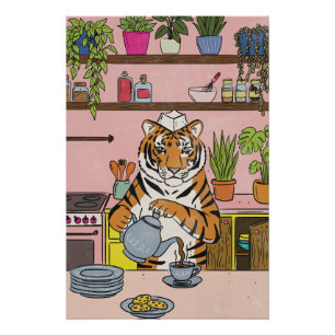 Tiger Making Tea Poster