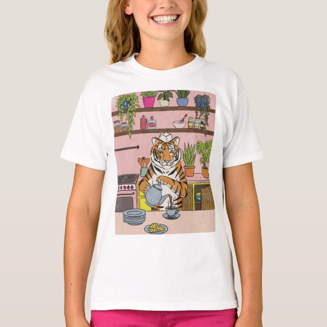 Tiger Making Tea T-Shirt (Front)