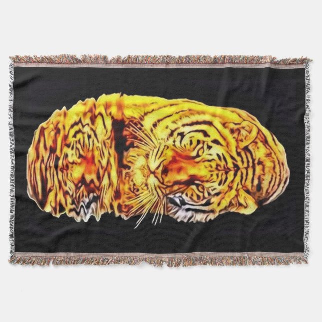 Tiger Mirror Art Nouveau Throw Blanket (Front)