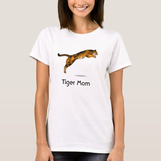 Tiger Mom Tshirt - Modern Leaping Tiger (Front)