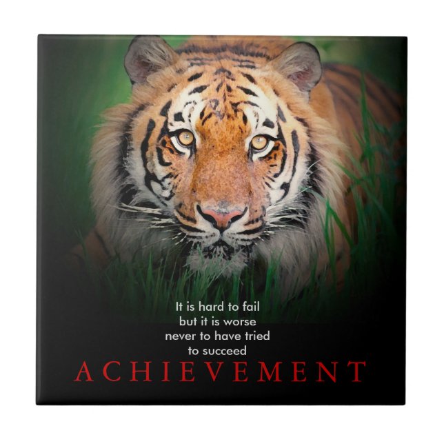 Tiger Motivational Achievement Ceramic Tile (Front)