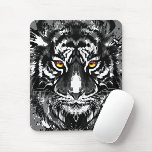 Tiger Mousepad Black and White Tiger Drawing