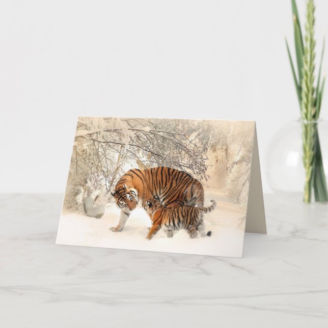 tiger mum and baby greeting card (Front)
