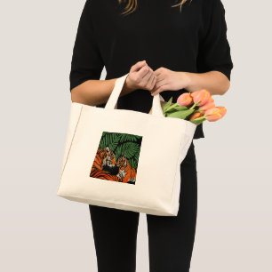 tiger mum and cub mini tote bag