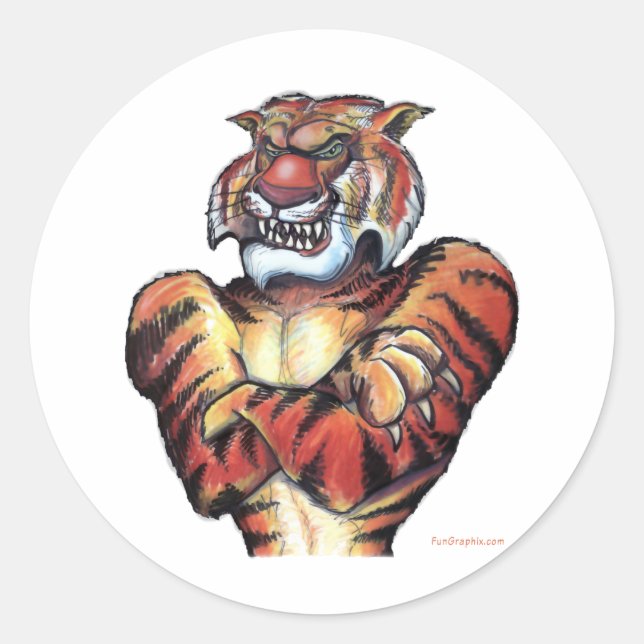 Tiger Muscle Classic Round Sticker (Front)