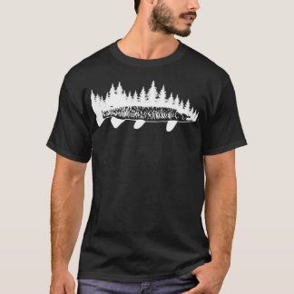 Tiger Musky Pine Forest Treeline Outdoor Fishing T-Shirt