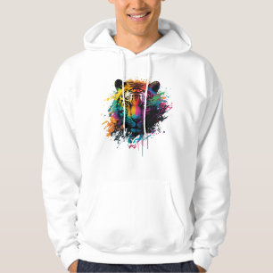 Tiger Neon Ink Splash Hoodie