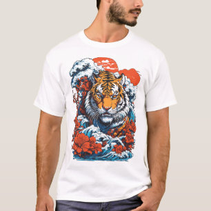 Tiger Ocean 1 Japanese Style White T-Shirt