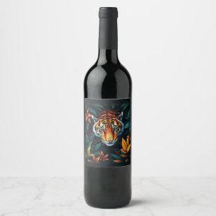 “Tiger of Mine” – Colourful Tiger Portrait Wine Label