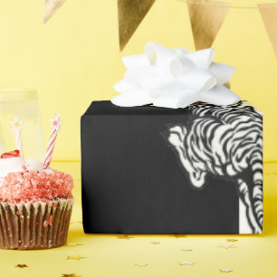 Tiger on black and white  wrapping paper