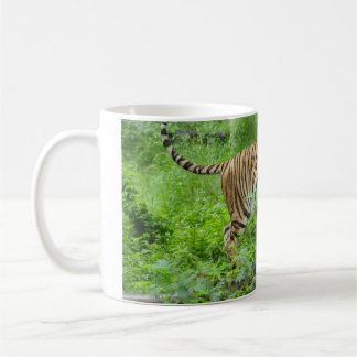 Tiger on log coffee mug