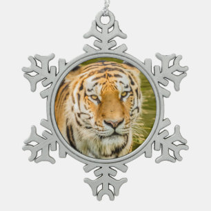 tiger on Pewter Snowflake Ornament