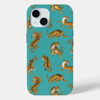 Tiger on Teal Pattern