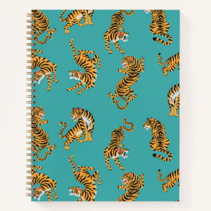 Tiger on Teal Pattern Notebook