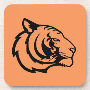 Tiger orange hard plastic coaster