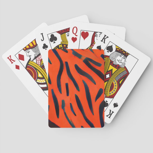 tiger orange print playing cards (Back)