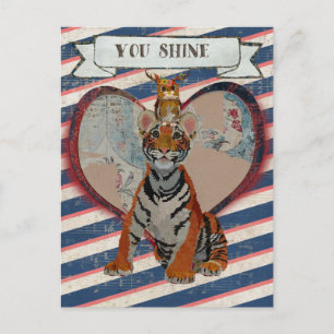 TIGER & OWL VALENTINE'S Postcard
