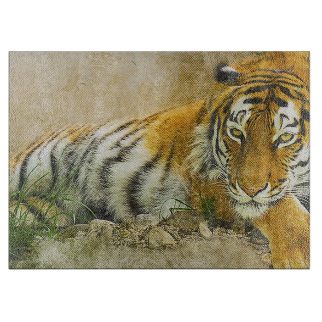 Tiger painting cutting board (Front)
