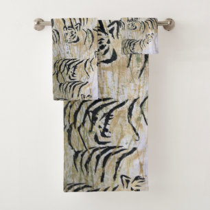 Tiger Painting Fibre Art Print Bath Towel Set