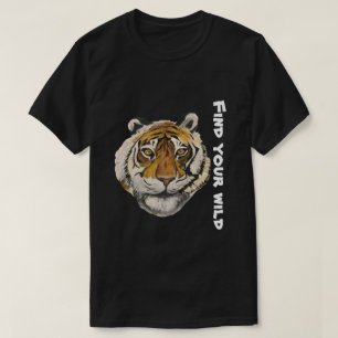 Tiger painting, looking at camera personalise text T-Shirt