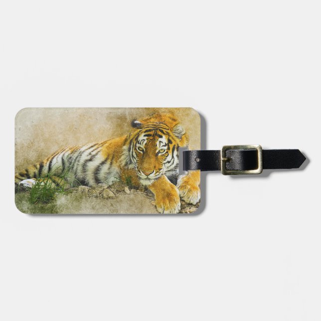 Tiger painting luggage tag (Front Horizontal)