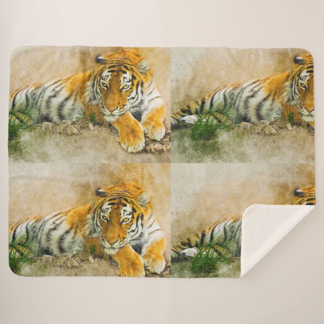 Tiger painting sherpa blanket (Front (Horizontal))