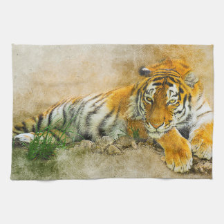 Tiger painting tea towel