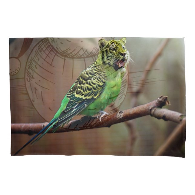 Tiger Parakeet Pillowcase (Front)