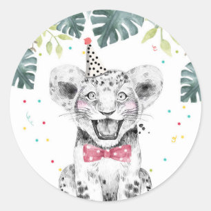 Tiger Party Animals Safari Boy Birthday Cupcake Classic Round Sticker