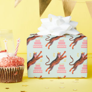 Tiger Party Animals Safari Zoo Birthday Wrapping Paper