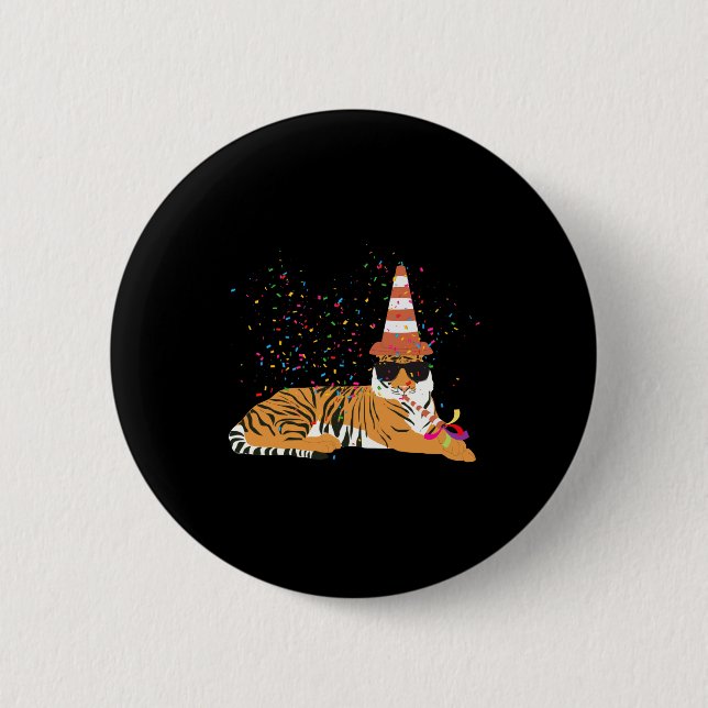 Tiger Partying Animals Having A Party  6 Cm Round Badge (Front)