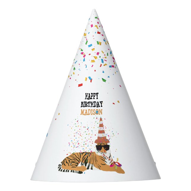 Tiger Partying - Animals Having a Party  Hat (Front)