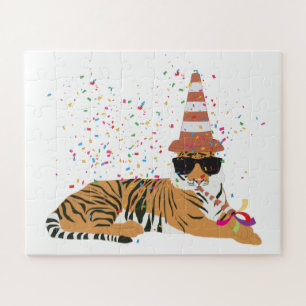 Tiger Partying - Animals Having a Party Jigsaw Puzzle