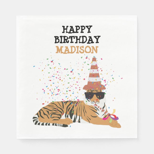 Tiger Partying - Animals Having a Party  Napkin (Front)