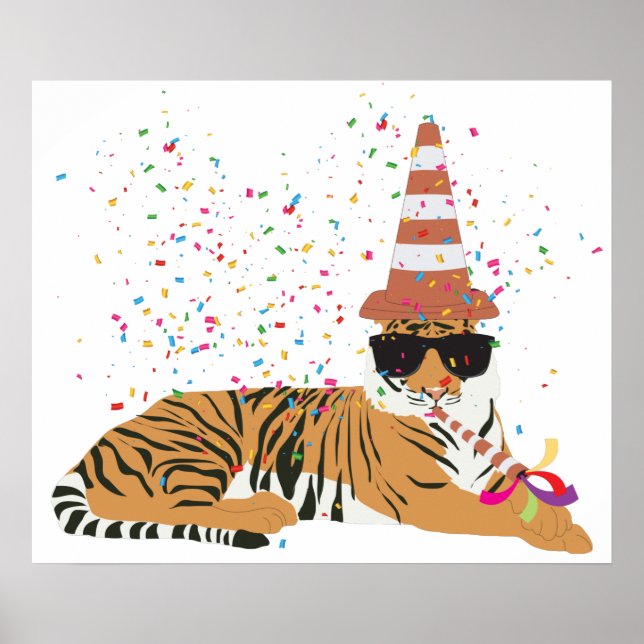 Tiger Partying - Animals Having a Party Poster (Front)