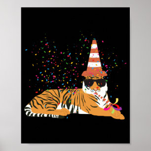 Tiger Partying Animals Having A Party  Poster