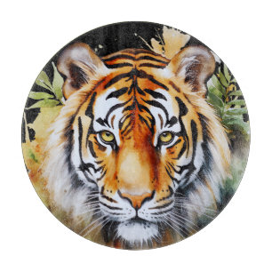 Tiger Pastel Flowers Safari Watercolor Savannah Cutting Board