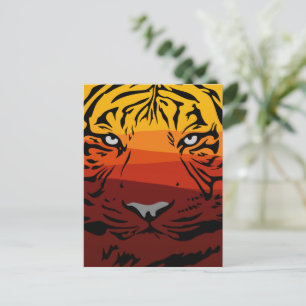 Tiger pattern animal design flat texture colourful holiday postcard