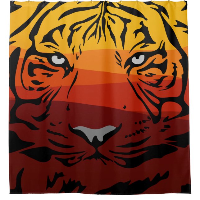 Tiger pattern animal design flat texture colourful shower curtain (Front)