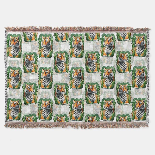 Tiger Pattern Design  Throw Blanket (Front)