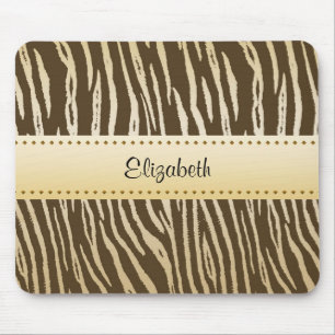 Tiger Pattern Elegant Brown Gold Animal Stripes Mouse Pad