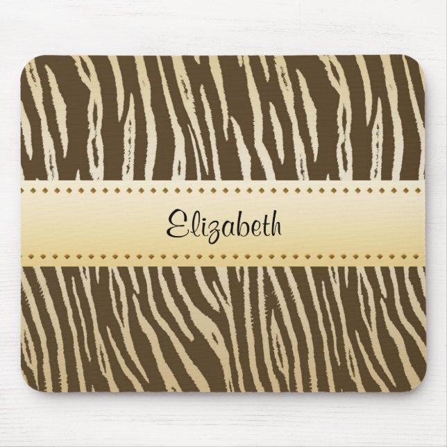 Tiger Pattern Elegant Brown Gold Animal Stripes Mouse Pad (Front)